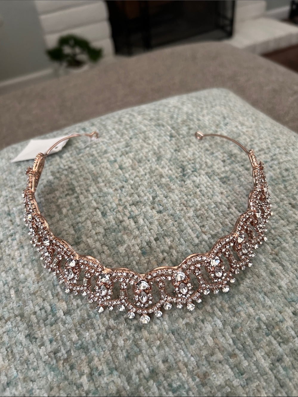 David's Bridal Rose Gold Crystal Bridal Crown